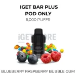 IGET Bar Plus Pods 6000 Puffs - Blueberry Raspberry Bubble Gum