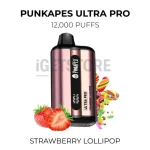 Punkapes Ultra Pro 12000 Puffs - Strawberry Lollipop