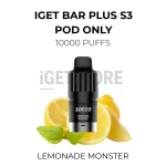 IGET Bar Plus S3 Pod Only 10000 Puffs - Lemonade Monster